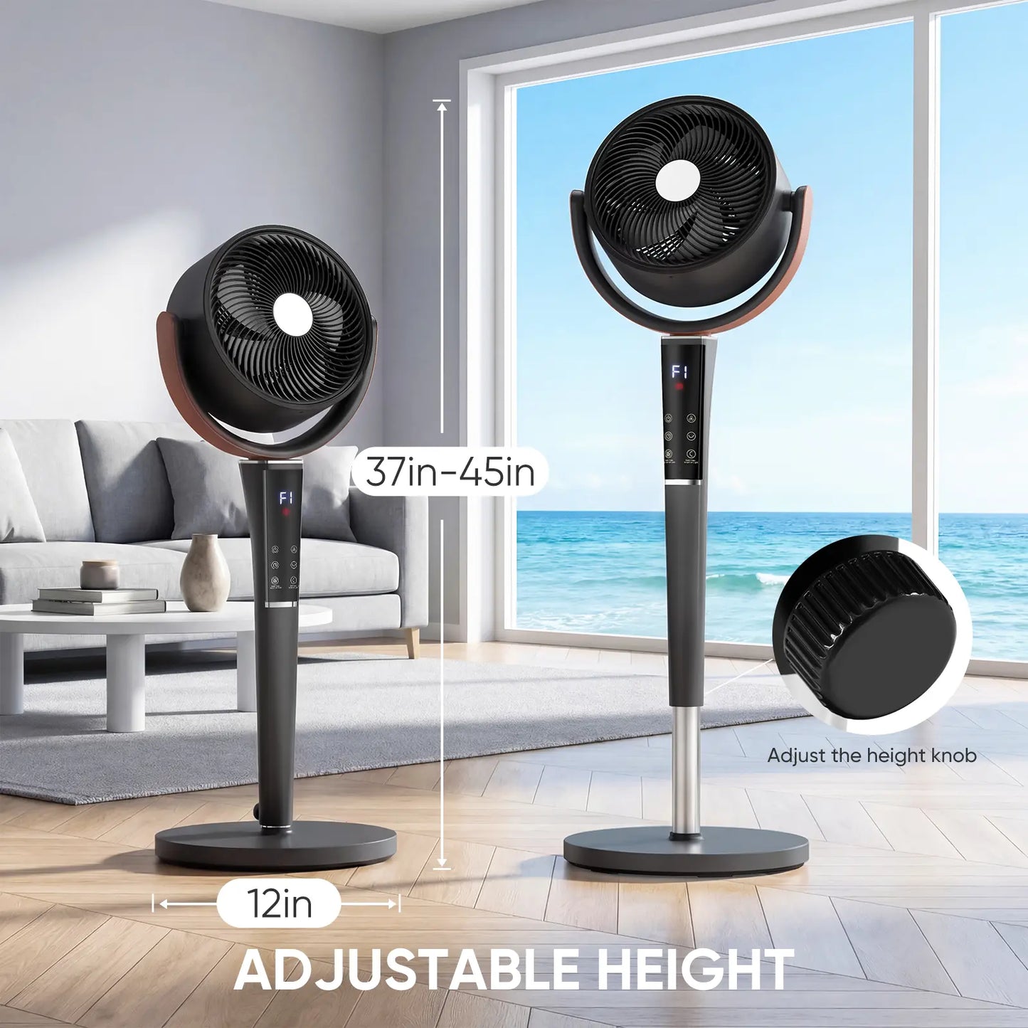 Ultra Quiet DC Floor Fan, 20dB Air Circulator for Bedroom & Home