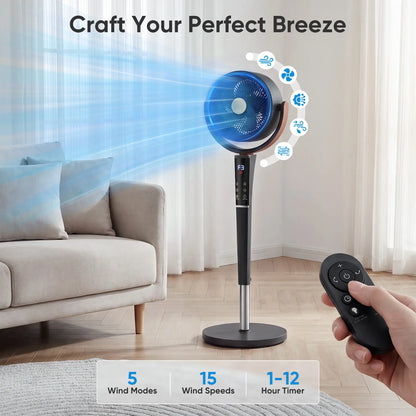 Ultra Quiet DC Floor Fan, 20dB Air Circulator for Bedroom & Home