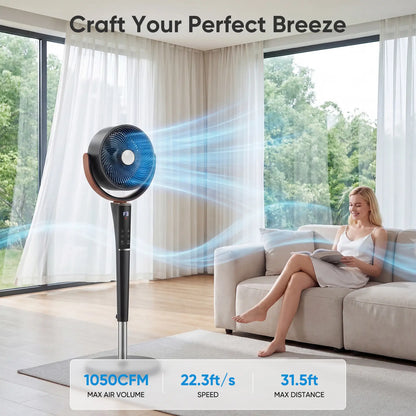 Ultra Quiet DC Floor Fan, 20dB Air Circulator for Bedroom & Home